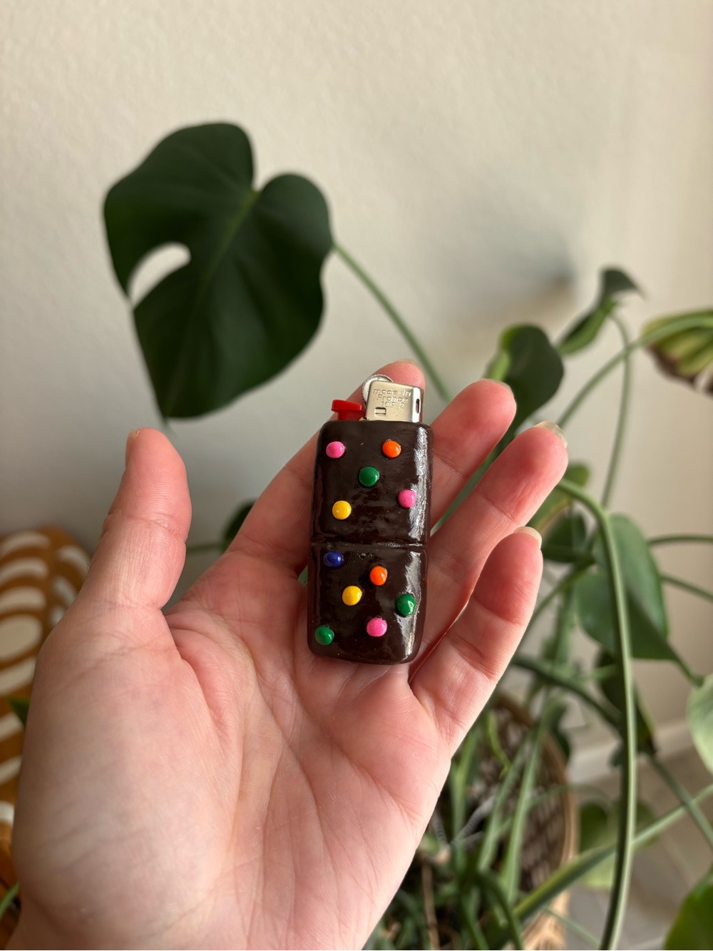 Handmade Cosmic Brownie Polymer Clay Reusable Lighter Case